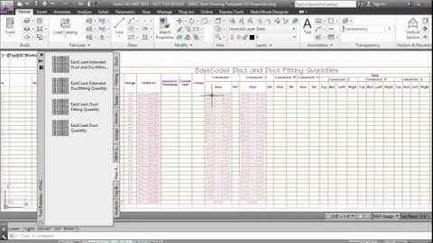 Schedule with SubTotals in Version 5.1 Fabrication for AutoCAD MEP 2013