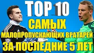 ТОП 10 самых малопропускающих вратарей за последние 5 лет