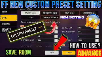 New Custom Preset Room Setting | How To Save Room Settings I FreeFire Custom Preset @Lemda_gaming 