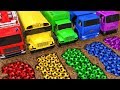 Learn Colors with Street Vehicle VS PACMAN Surprise SoccerBall in Magic Slide Sand for Kids