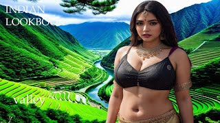 4K AI ART Indian Lookbook Plus Size Goddess Model Video - Japanese Valley Paradise