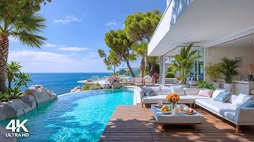 Serene Summer Morning at Seaside Ambience ~ Joyful Bossa Nova Jazz & Soft Waves Sound for Good Moods