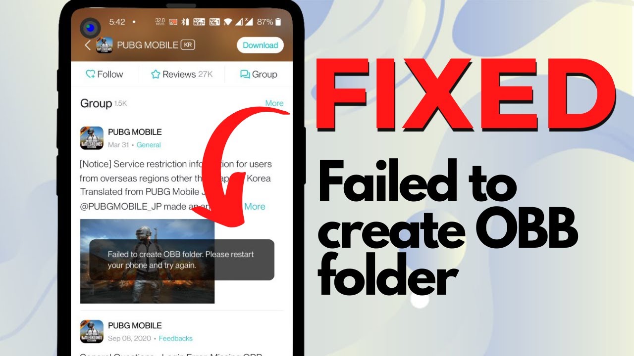 Fail folder. Failed to create OBB folder. Please " restart your Phone and try again." Перевод на русский язык.