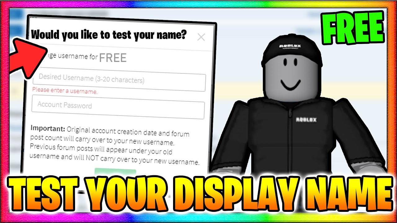 How To Test Your Display Name For Free How To Change Your Roblox Username For Free Youtube - original name of roblox
