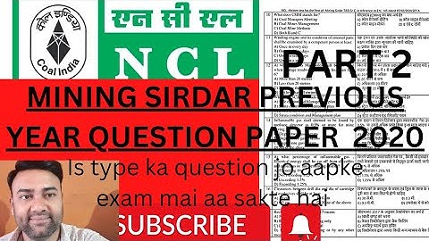 Ncl mining sirdar 2020 question paper with detail solution/2020 ncl mining sirdar question papepart2
