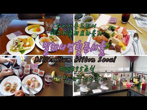 밀레니엄 힐튼 서울 호캉스  이그제큐티브 라운지 카페395조식 수영장 패밀리라운지 다이아몬드티어