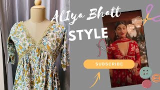 alia style side slit Kirti cutting and stitching😍आलिया स्टाइल कुर्ती कटिंग एंड स्टिचिंग #viral