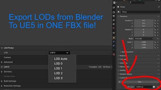 How to export LODs as a single FBX from Blender 3.0 to UE5