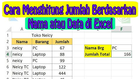 Cara Menghitung Jumlah Berdasarkan Nama atau Data di Excel