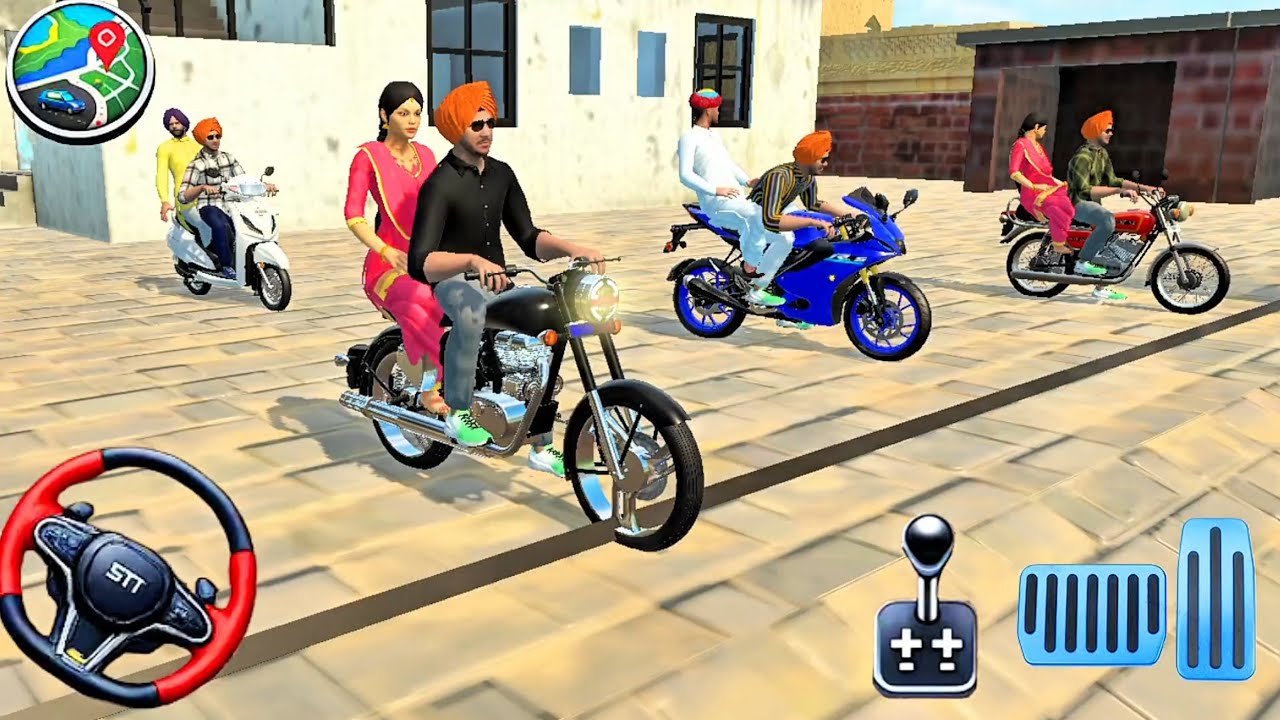 Drive scooter 🛵, Bullet and Yamaha bike on stunt road in indian vehicles simulator 3D game 🎮🎯#game 