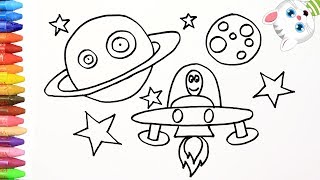 الرسم والتلوين للأطفال | كيفية رسم الفضاء مع ميمي | الرسم للأطفال | الأطفال ألوان الفيديو