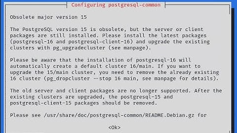package configuration configuring postgresql-common obsolete major version 15 PostgreSQL 16