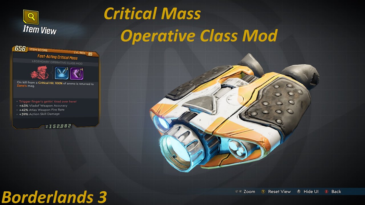 Borderlands 3: Critical Mass, Zane skill class mod. Director's Cut DLC exclusive item..