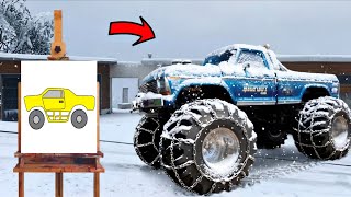 Franklin Drawing A Monster Truck For A Snow Race With Help Of Magical Painting Board In Gta 5