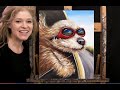 Learn How to Paint BARKING JOY RIDE with Acrylic - Paint and Sip at Home - Fun Step by Step Tutorial