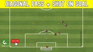Details Soccer training: Diagonal pass + shot on goal | Coach Sante Guide