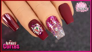 Wine-colored false nails NailsByKaren