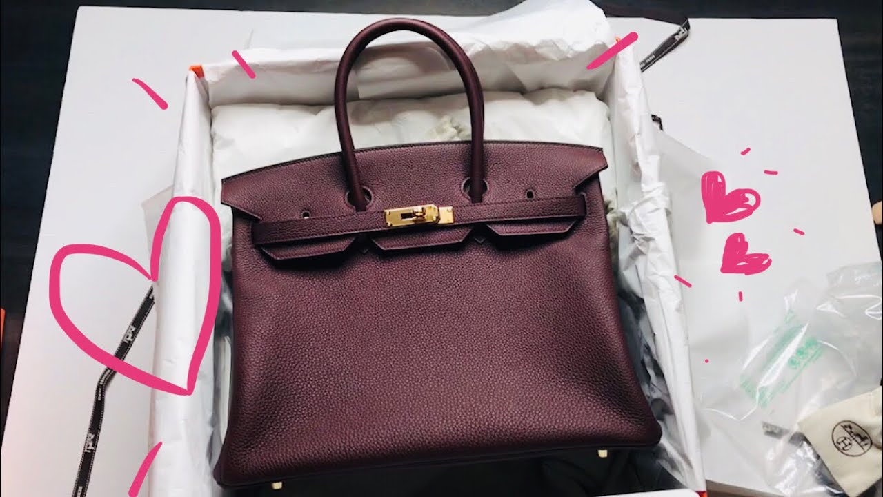 Unboxing Hermès Birkin 35 Togo Bordeaux!!! - YouTube