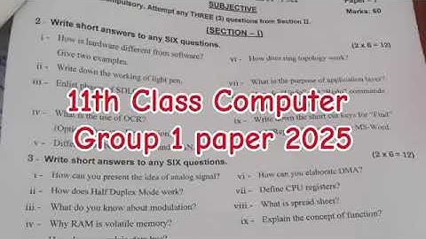1st year Computer group 1 paper 11th Class computer Paper group 1 11th Computer morning paper