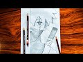 Easy anime half face drawing | How to draw Anime Ninja ( kakashi) step by step | Naruto tutorial ..