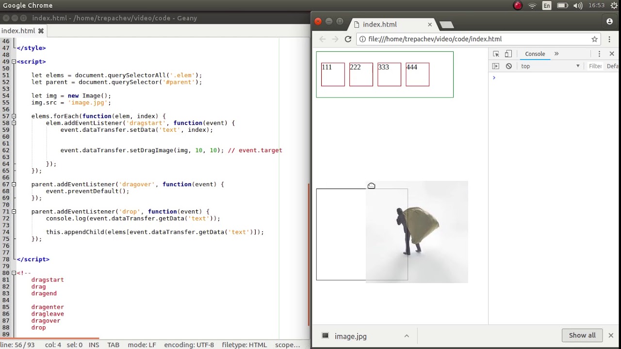 Работа с dataTransfer setDragImage на JavaScript - YouTube
