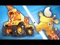 NEW ! AnimaCars ! Discover G-Krane : Half Giraffe, Half Krane ! Cartoon with trucks &amp; animals
