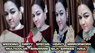#meesho Amazon Myntra bridal silk sarees Haul? Wedding musthaves sarees!Mirrorwork/partywear sarees