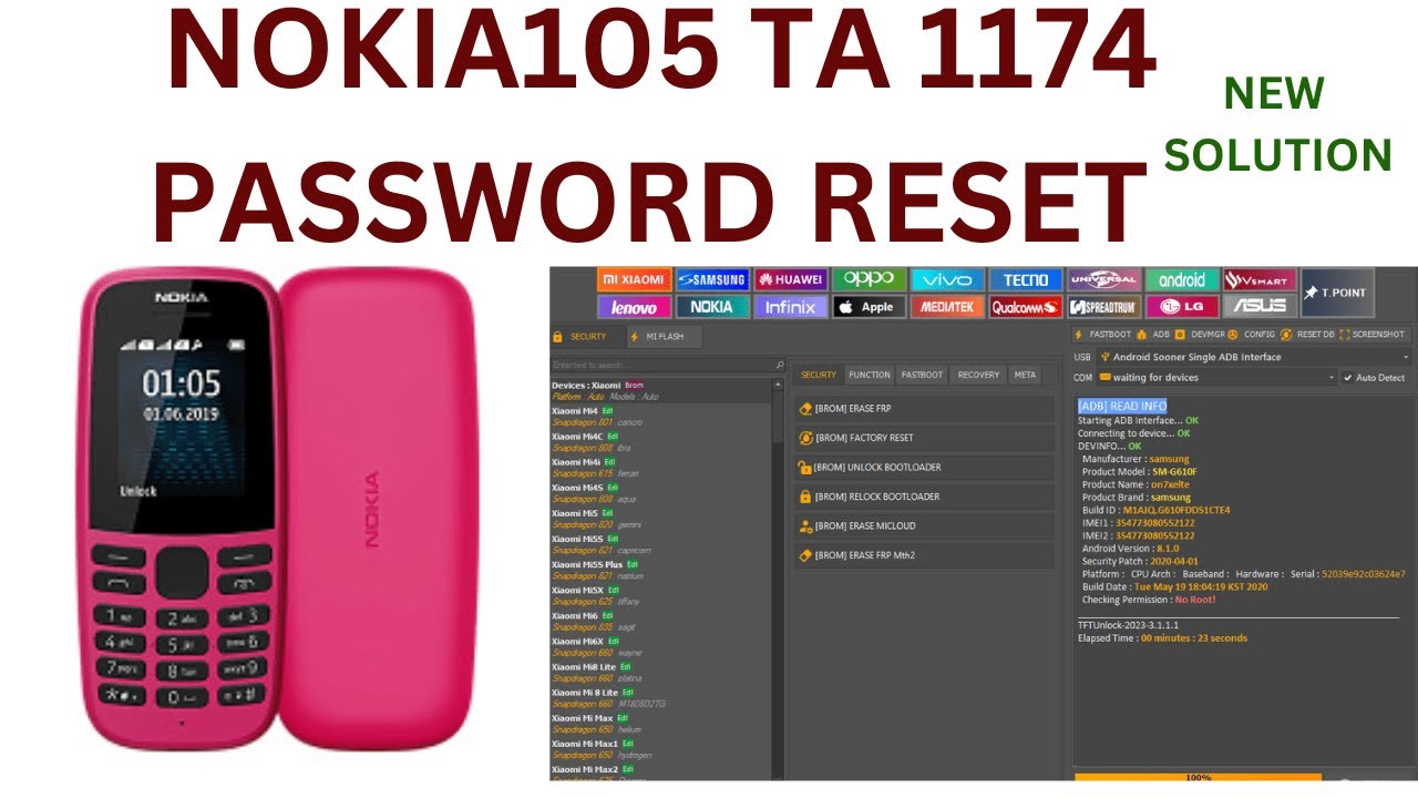 Nokia 105 TA1174 Password Reset New Solution Unlock Tool Free - YouTube