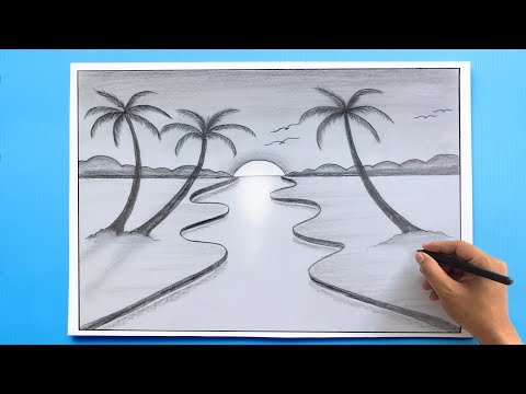 How to draw pencil scenery drawing/ Easy pencil drawing - YouTube