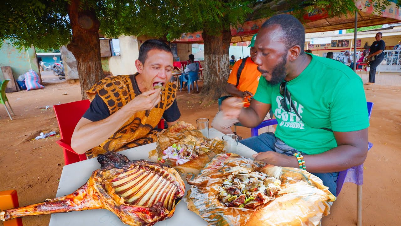 ⁣Mutton BBQ on the Street!! AFRICAN STREET FOOD - Choukouya in Côte d'Ivoire!!