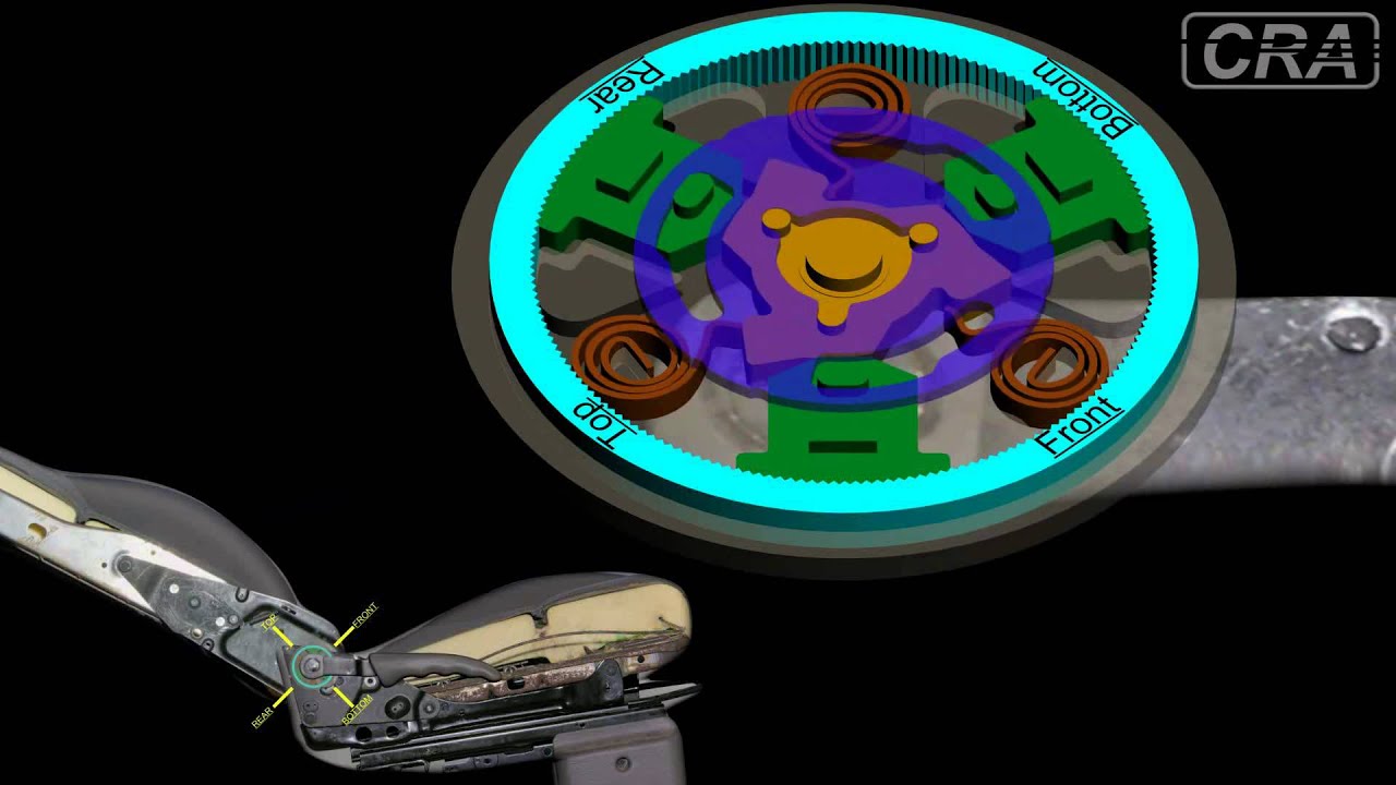 Animation of car seat recliner mechanism - YouTube