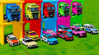 TRANSPORTING ALL POLICE CARS and AMBULANCE EMERGENCY VEHICLES WITH MAN POLICE TRUCKS ! FS22 screenshot 5