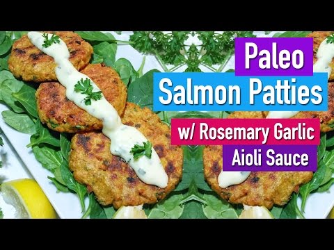 Salmon Patties with Rosemary Garlic Aioli Sauce (Gluten Free & Paleo) | Healthy Dinner Recipes