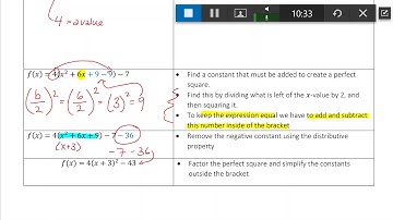 MCF3M - Unit 4   Day 2   Completing The Square
