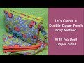 Lets create a double zipper poucheasy method with no dent zipper sides