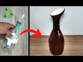 como hacer un jarron con botellas de plastico - florero con botellas plásticas