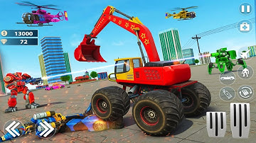 Monster Crane Robot Car – Excavator Robot Transform Game Simulator