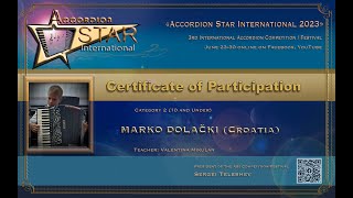 MARKO DOLAČKI (Croatia) Cat. 2 (10 and Under) Accordion Star International Competition 2023
