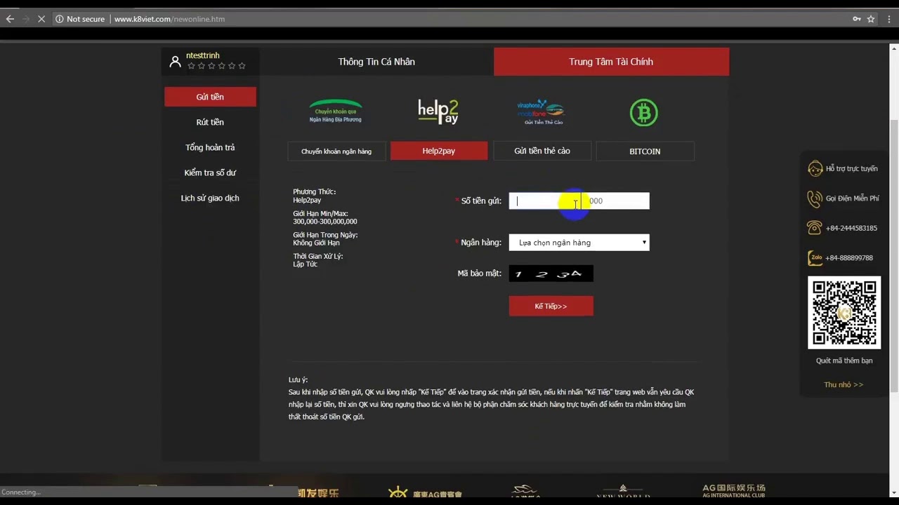 comment jouer au baccarat au casino Hướng dẫn gửi tiền qua Help2Pay tại K8