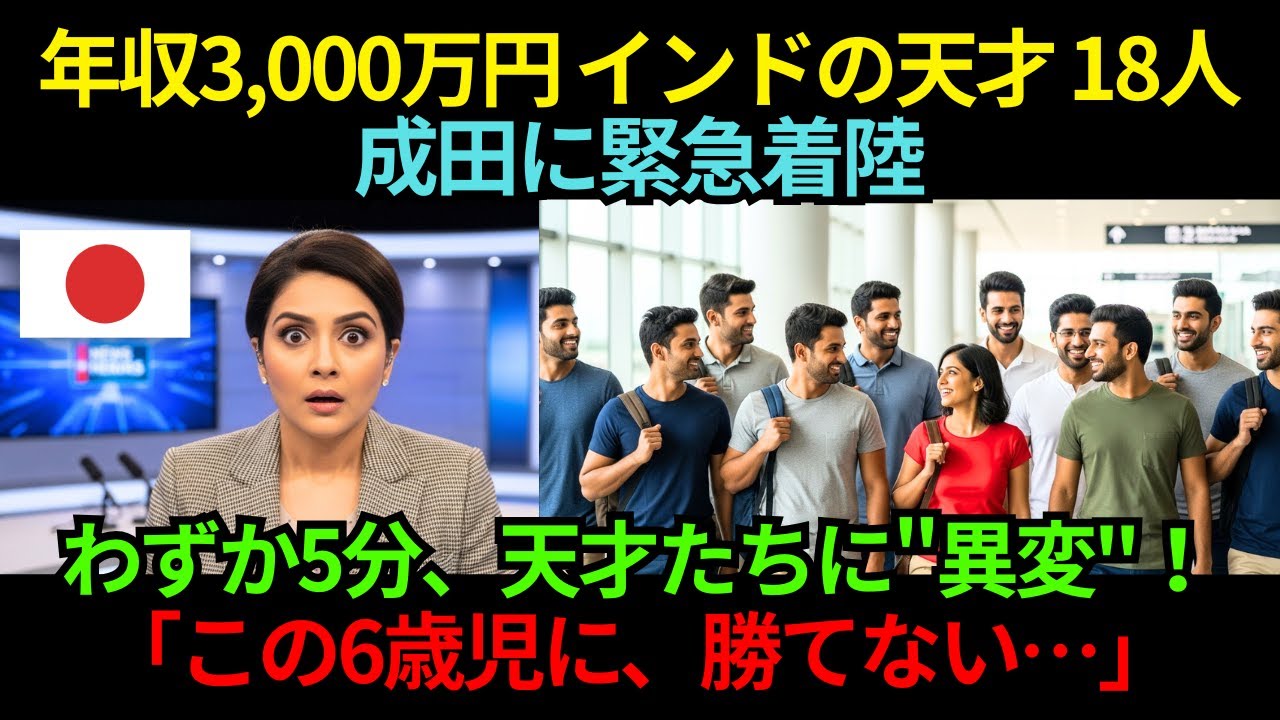 年収3,000万円のインドの天才18人が成田に緊急着陸!わずか5分…日本の小学生を見た瞬間、天才たちに起きた"異変"とは?【海外の反応】