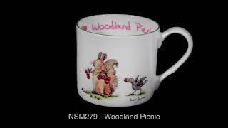 Woodland Picnic - Bone china mugs by Two Bad Mice