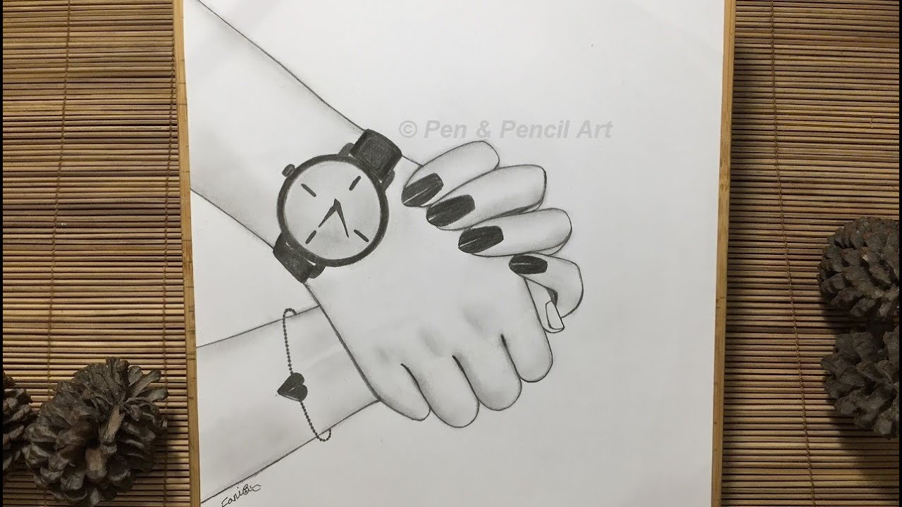 Valentine's Day Drawing // How to Draw Romantic Couple Holding Hands ...