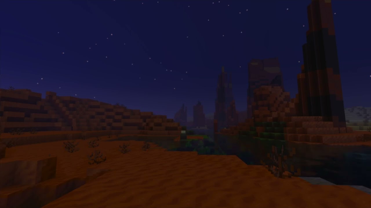 Sleep Deeply: Mesa Night Ambience : Wind, Crickets & Distant Thunder : Minecraft Relaxation