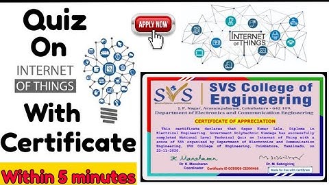 Quiz on Internet Of Thing with Certificate || Internet Of Thing || IoT Certificate