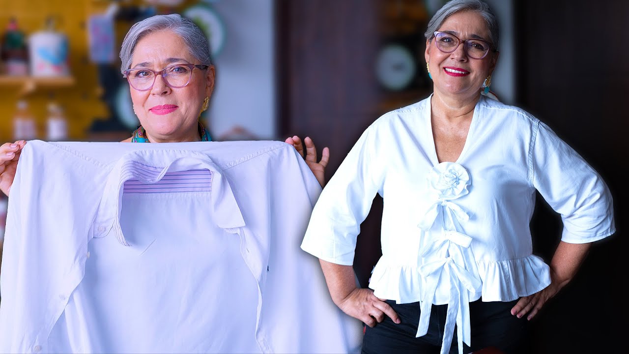 Con una camisa de hombre puedes  crear  una blusa linda que está súper de moda/Perfecta para ti.