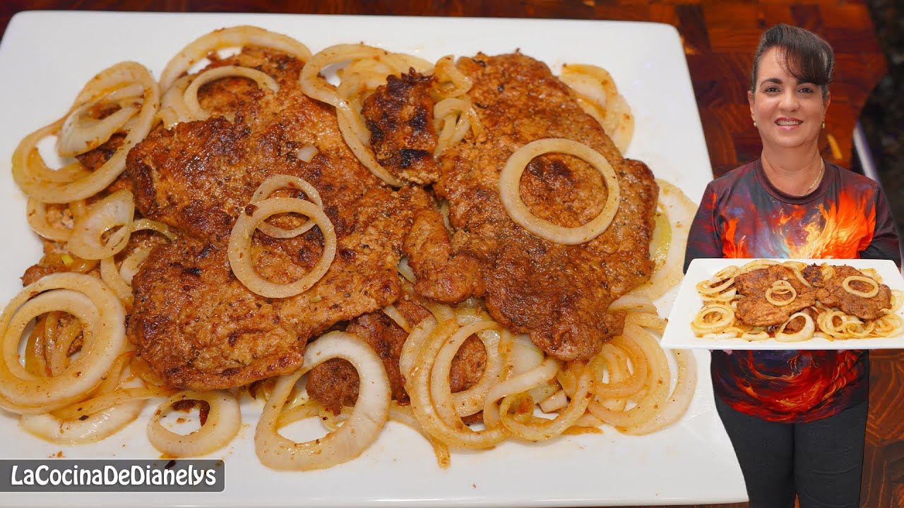 Bistec de Filete de Cerdo suave Encebollado al Estilo Cubano