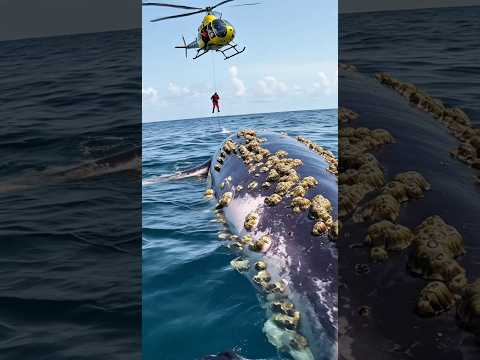 Rescue of rare purple whale covered in barnacles #animalrescue #whalerescue #oceanrescue