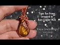 Tiger Eye Stone wrapped in Copper Wire, unique handmade jewelry, Unique Jewels Design Barcelona