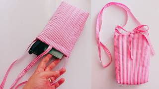 Phone Bag with Tie Sewing Pattern and Tutorial Easy for Beginners