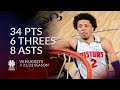 Cade Cunningham 34 pts 6 threes 8 asts vs Nuggets 21/22 season